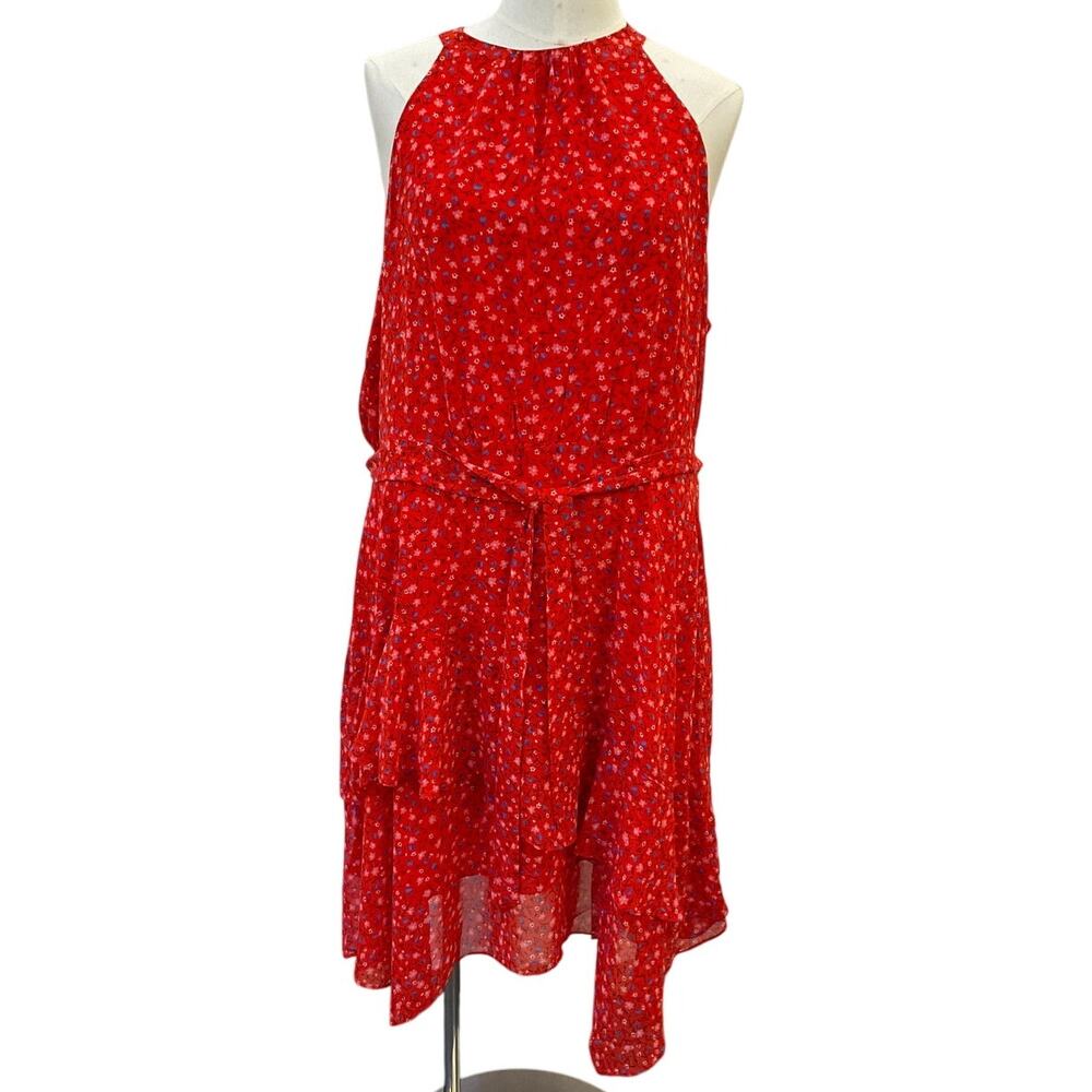 NWT Estelle Gambetta Red Floral Halter Ruffle Dress Women's Plus Size 3X 22